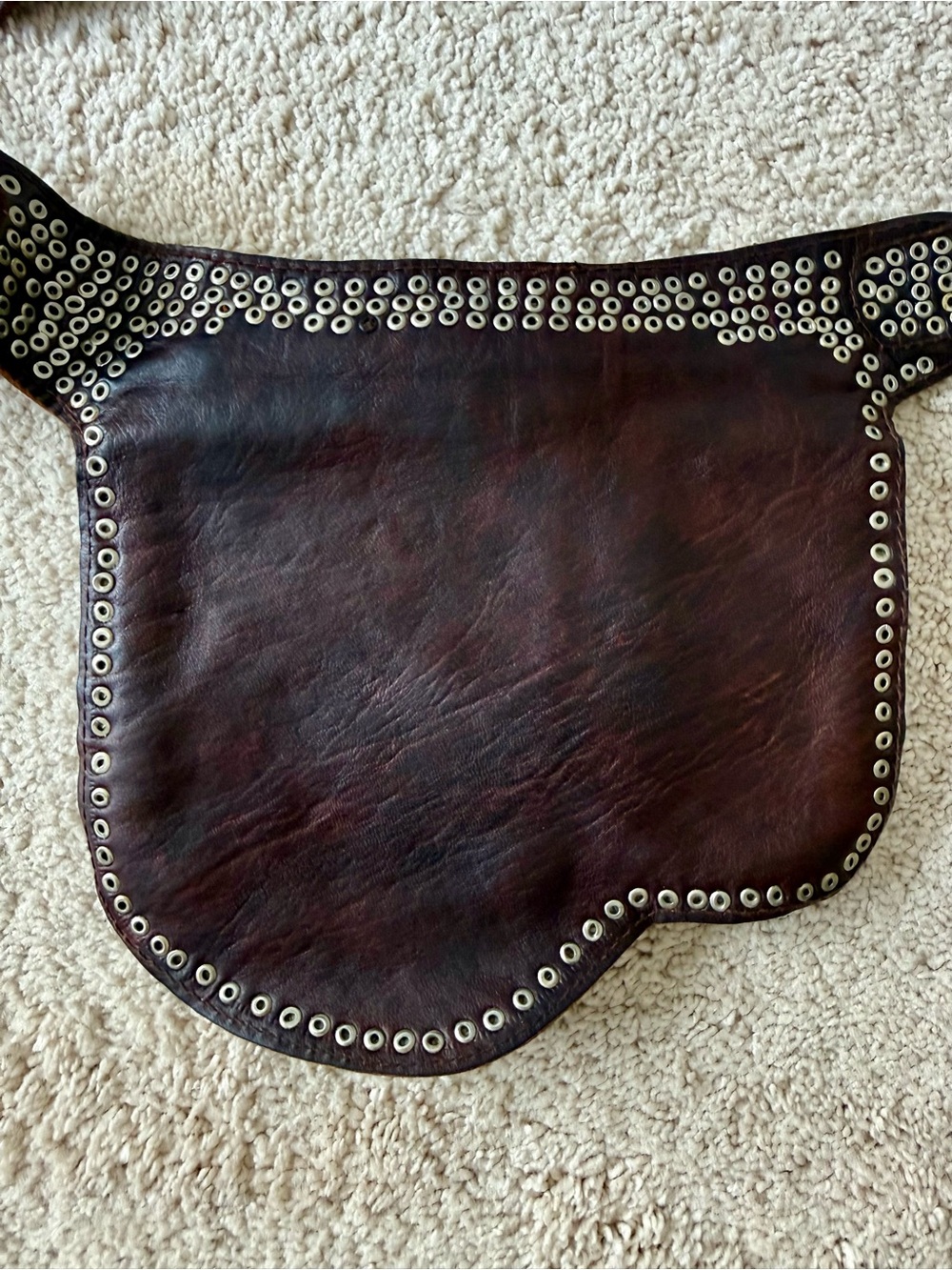 Studded Brown Leather Hip Bag with Belt - Picture 4 of 5